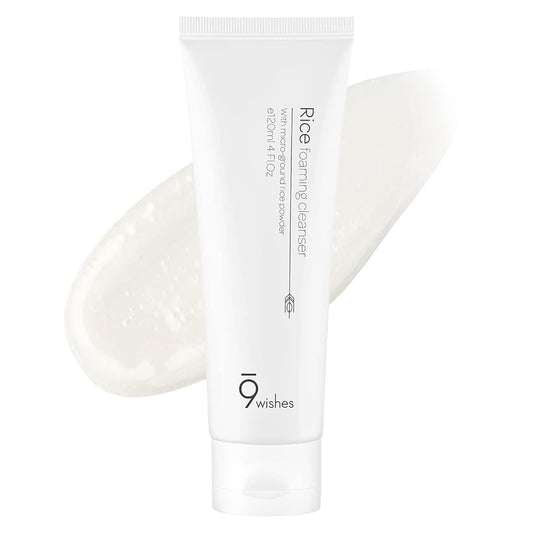 [9wishes] Rice Foaming Cleanser, Gentle Exfoliating Face Wash without Irritation, Visible Rice Powder, Korean Skin Care, 4.0Fl. Oz (1 Pack)