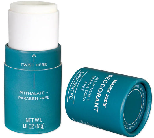 Trader Joe's Aluminum & Baking Soda Free Unscented Deodorant (2 Pack)