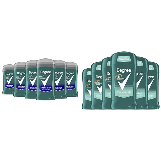 Degree Men Original Aluminum Free Deodorant for Men, 48-Hour Odor Protection, Arctic Edge 3 Ounce & Men Original Antiperspirant Deodorant for Men, Pack of 6, 48-Hour Sweat and Odor Protection