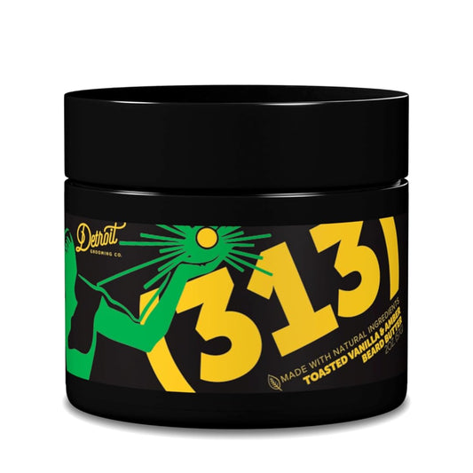 Detroit Grooming Co. Men's Beard Butter - Softens, Thicken, Hydrates, and Rejuvenate Your Beard with Safflower Oil and Shea Butter - Styling Essentials - Toasted Vanilla Amber - 313-2oz