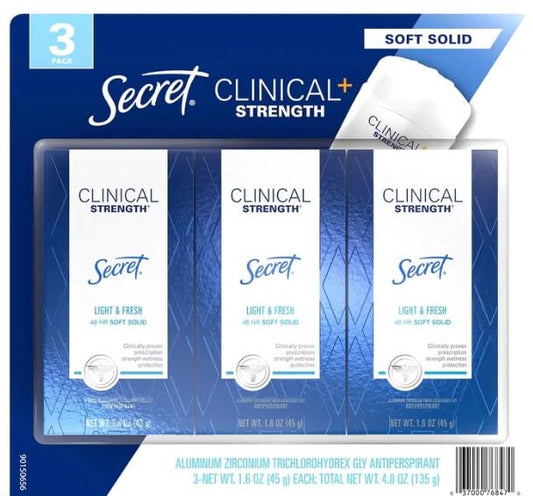 Secret Clinical Strength Soft Solid Deodorant, Light & Fresh (1.6 oz, 3 pk.)