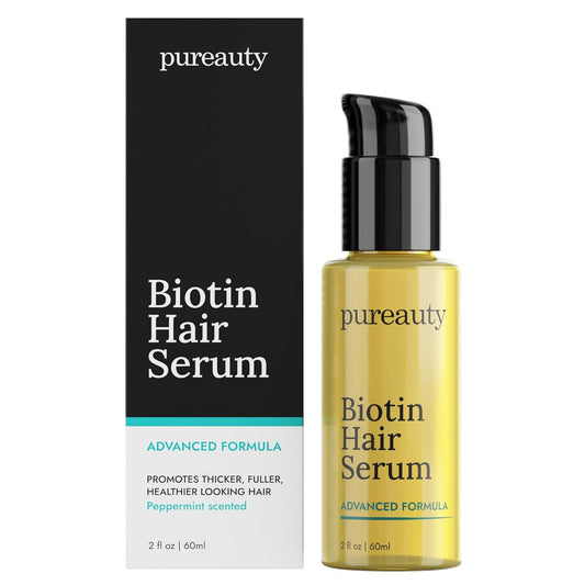 Biotin Hair Growth Serum Advanced Topical Formula To Help Grow Healthy, Strong Hair Suitable for Men and Women of All Hair Types Hair Loss Support By Pureauty Naturals (2 Fl Oz (Pack of 1))