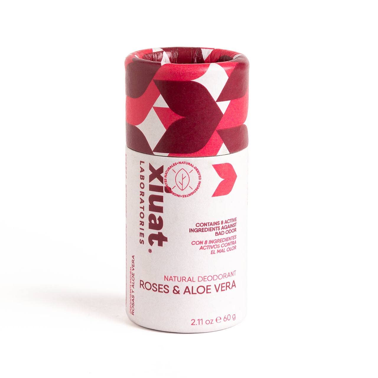 XIUAT Natural Deodorant Aloe Vera and Roses 60g - For Sensitive Skin, Family Use, Organic, Odor Control, Lightening - Free of Aluminum/Alcohol/Parabens - Floral Scent - Eco-Pack