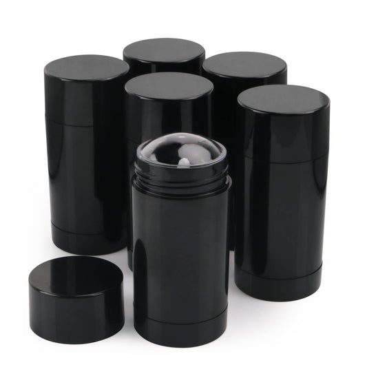 6 Pcs 30g/1oz Black Deodorant Containers Bottom Filling Deodorant Bottle Twist Up Deodorant Tubes For Homemade Deodorant Lip Balm