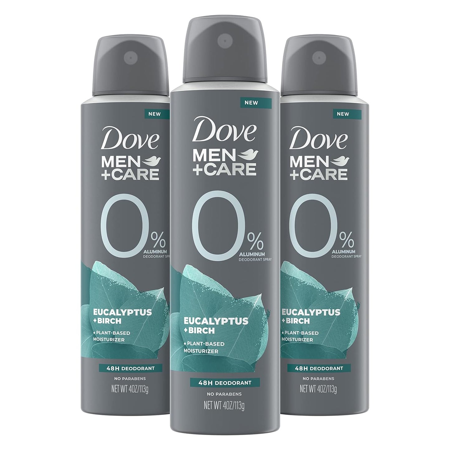 Dove Men+Care DeodorantÊSpray Aluminum Free Deodorant Eucalyptus and Birch Naturally Derived Plant Based Mens Deodorant Moisturizer 4 oz 3 Count