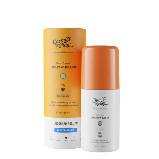 UnderArm Roll-On with 5% Lactic Acid 1% Mandelic Acid | Prevents Odour Brightens Skin & Exfoliates Underarm | Long Lasting Aqua Fragrance | Alcohol & Aluminium Free (1.3 Ounce)