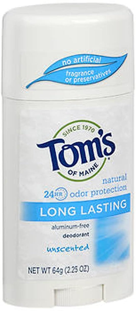 Tom's of Maine Natural Care Deodorant Stick Unscented 2.25 oz (Pack of 3)