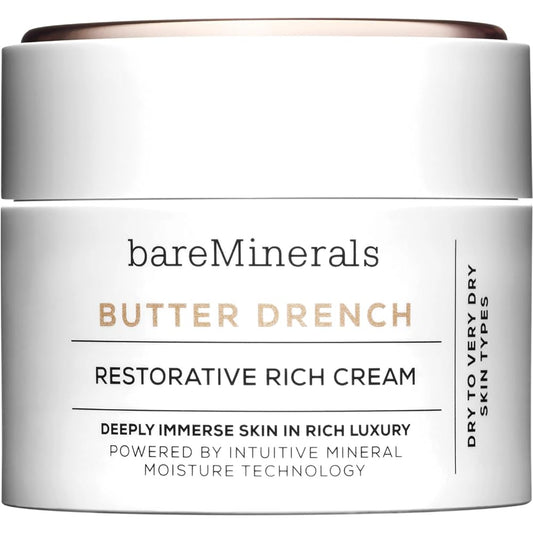 bareMinerals Butter Drench Restorative Rich Face Cream, Hydrating Face Lotion, Helps Skin Retain Moisture, Soothes Dry Skin, Non-Comedogenic, Vegan