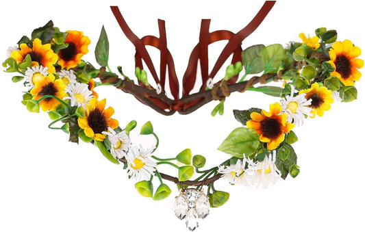 AHAZIAH Handmade Fairy Crown for Wedding Golden Elven Circlet for Maternity Shoot V-shaped Crystal Tiara Medieval Elf Headband for Women Girls Bridal Renaissance Fair Cosplay Hair Accessories