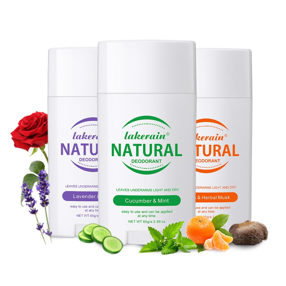 Aluminum Free Natural Deodorant for Women and Men | Keeps Underarms Light and Dry | Variety Pack of 3 in Coconut & Vanilla, Lavender & Rose, Cucumber & Mint Scents