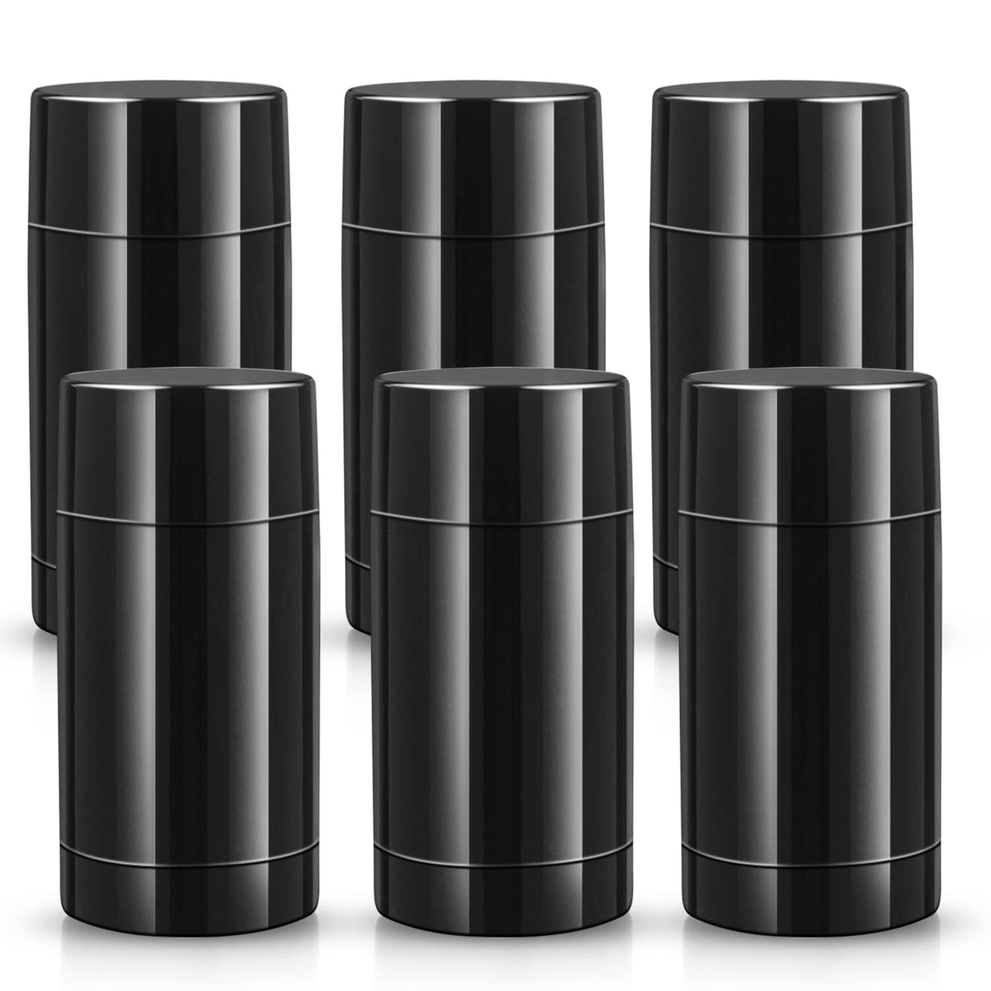 6 Pack 2.5 Oz /75ml Plastic Deodorant Containers,Empty Reusable Round Deodorant Tube Bottles Bottom Refilling & Twist Up Stick Deodorant for Lip balm,Lipstick,Homemade Solid Perfume,DIY Lotion Stick,BLACK