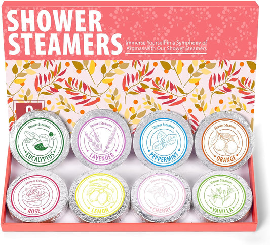 Shower Steamers Aromatherapy - Valentine's Day Gifts for women 8 Pack Pure Essential Oil Shower Bombs for Home Spa Bath Self Care, Stress Relief and Relaxation Bath Gifts for Her Birthday Present Pink