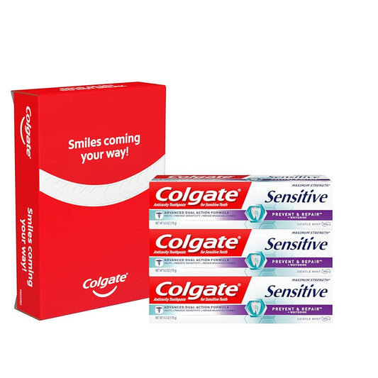 Colgate Sensitive Toothpaste with Whitening, Prevent and Repair, 6 Ounce, 3 Pack