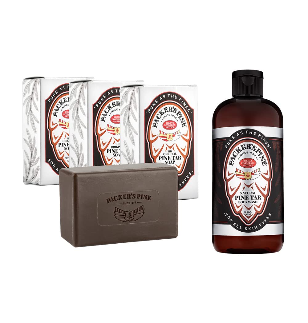 Packer's Pine Soap and Body Wash Bundle - All Natural Pine Soap Bar with No Harsh Chemicals