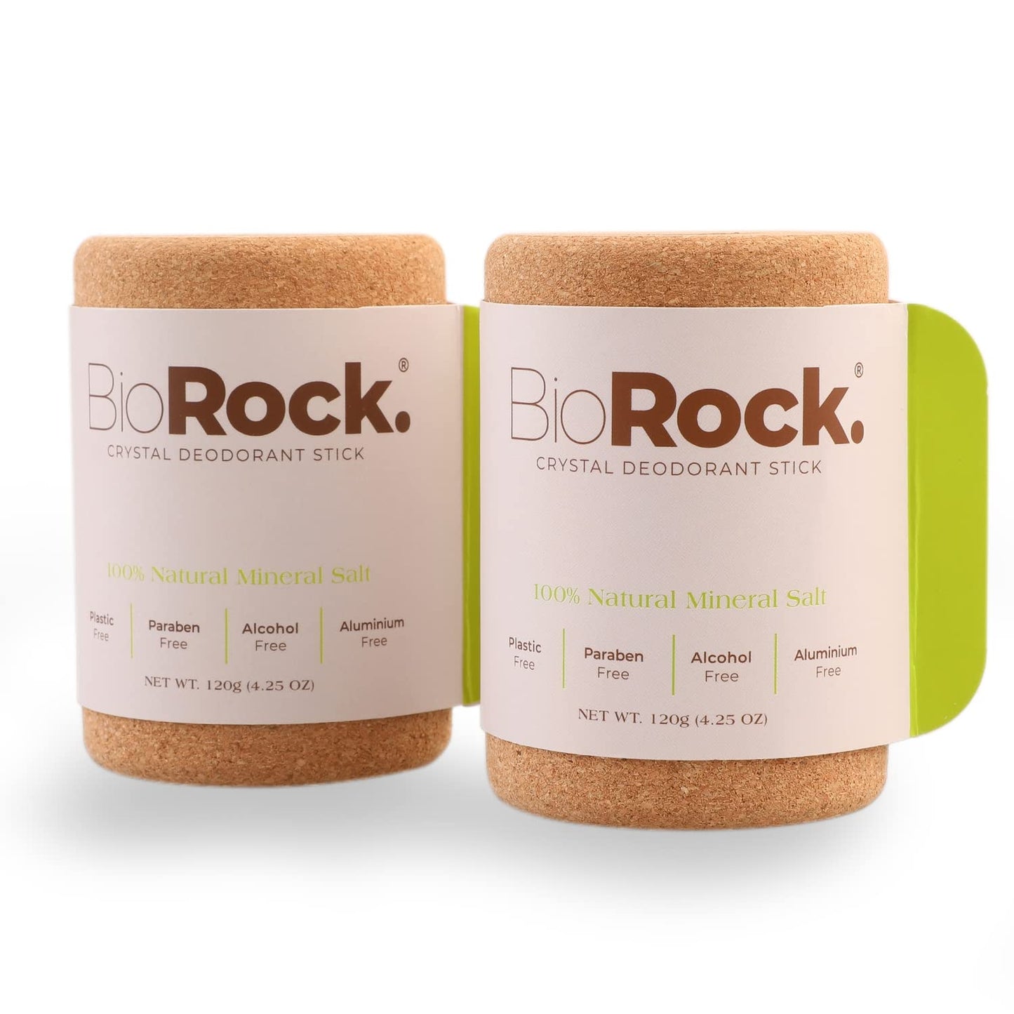 BioRock. Crystal Natural Deodorant Stone - * 2 Packs Unscented Plastic and Aluminum Free Salt Stick for Women & Men Eco-Friendly Sustainable Zero Waste 4.25 oz * 2