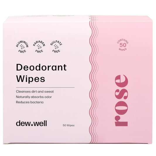 Refresh Deodorant Wipes - A Fresh Start When You’re On the Go - Aluminum, Paraben, and Sulfate Free - Rose Scent - 50 Individually Wrapped Wipes