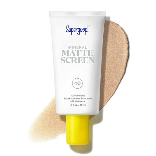Supergoop! Mineral Mattescreen (SPF 40) - 45 mL - 100% Mineral, Oil-Free Broad Spectrum Sunscreen - Smooths SkinÕs Appearance, Minimizes Pores & Controls Shine - Water & Sweat Resistant