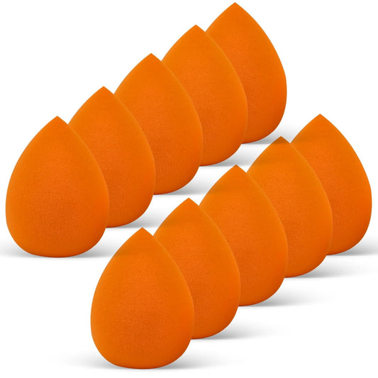 VXZOHOW Makeup Sponges - Latex-Free, High-Definition Foundation Blending Beauty Sponge for All Skin Types, Flawless Application of Liquid, Cream, and Powder Makeup (Dry & Wet Use, 10 Pcs, Orange)
