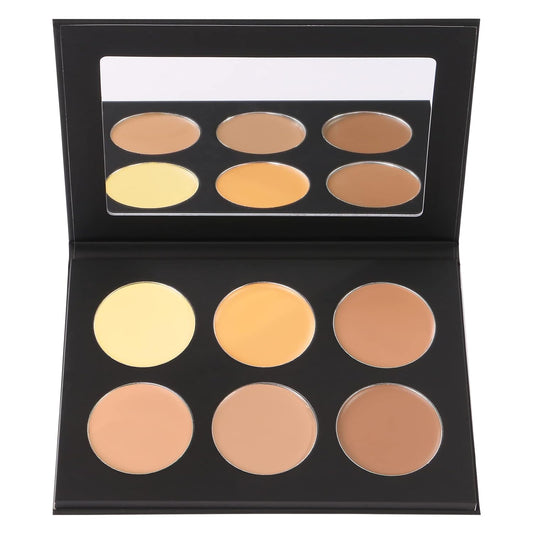 Vodisa 6 Colour Makeup Contour Palette-Creamy Concealer Kit-Professional Blemish Face Conceal Correct Contouring Highlighter Pallet-Base Foundation Beauty Cream Make Up Concealer Palette (01 Light)