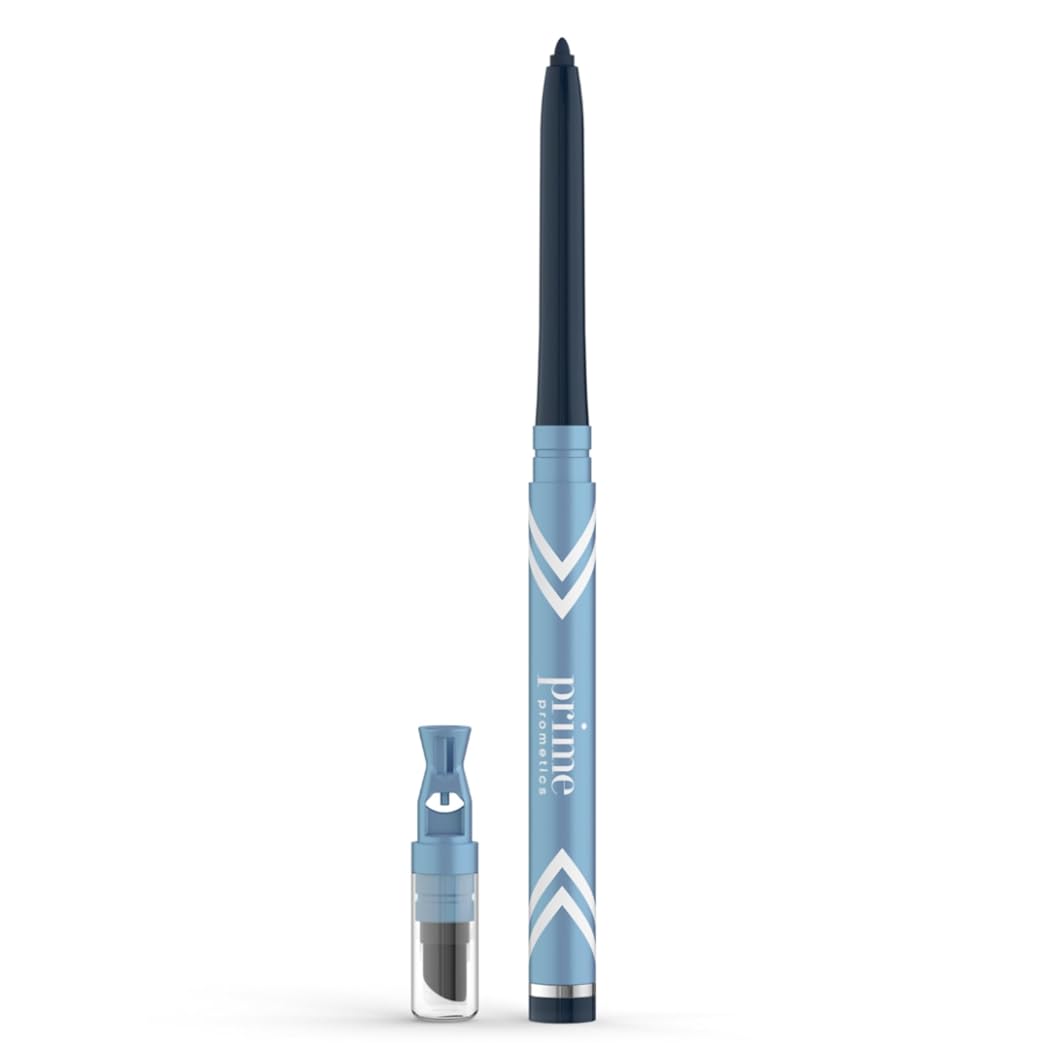 PRIME PROMETICS PrimeEyes Glide Eyeliner for Mature Women Ð Waterproof, Long-Stay and Mess-Proof Ð Gel Cream Texture, Discreet Sharpener and Effective Smudger (Sapphire (blue))