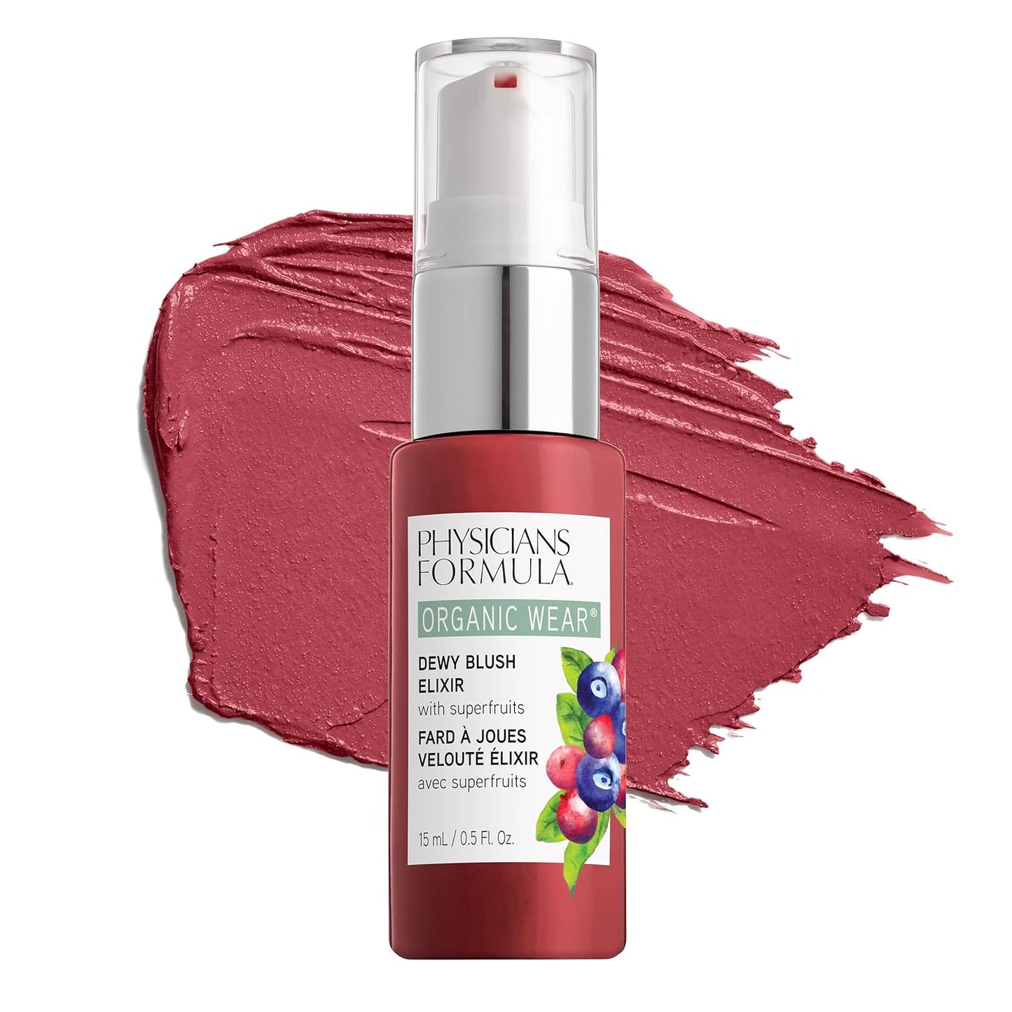 Physicians Formula Organic Wear Natural Dewy Face Blush Makeup Elixir, Crushed Berries
