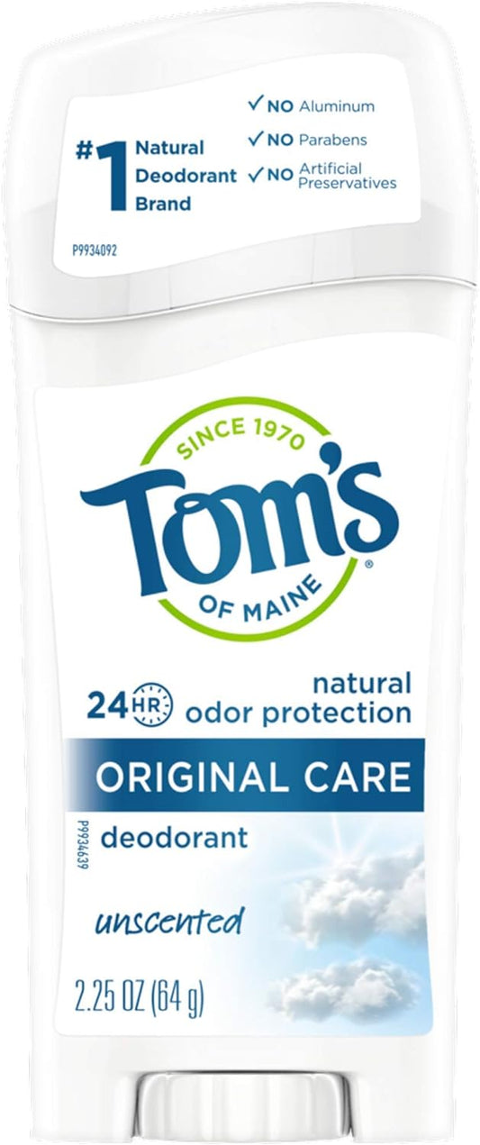 Tom's of Maine Original Care Natural Deodorant, Unscented, 2.25 oz.