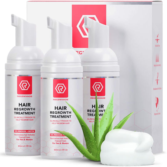 Regenivade Hair Growth Foam Minoxidil 5% (3 Month Supply) - Regenivade 4x Action Hair Regrowth Treatment