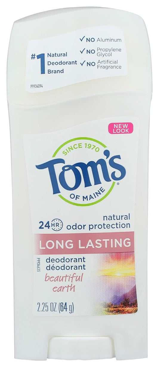 Tom's Of Maine Natural Deodorant Stick, Aluminum Free, Long Lasting, Beautiful Earth, 2.25 Ounce