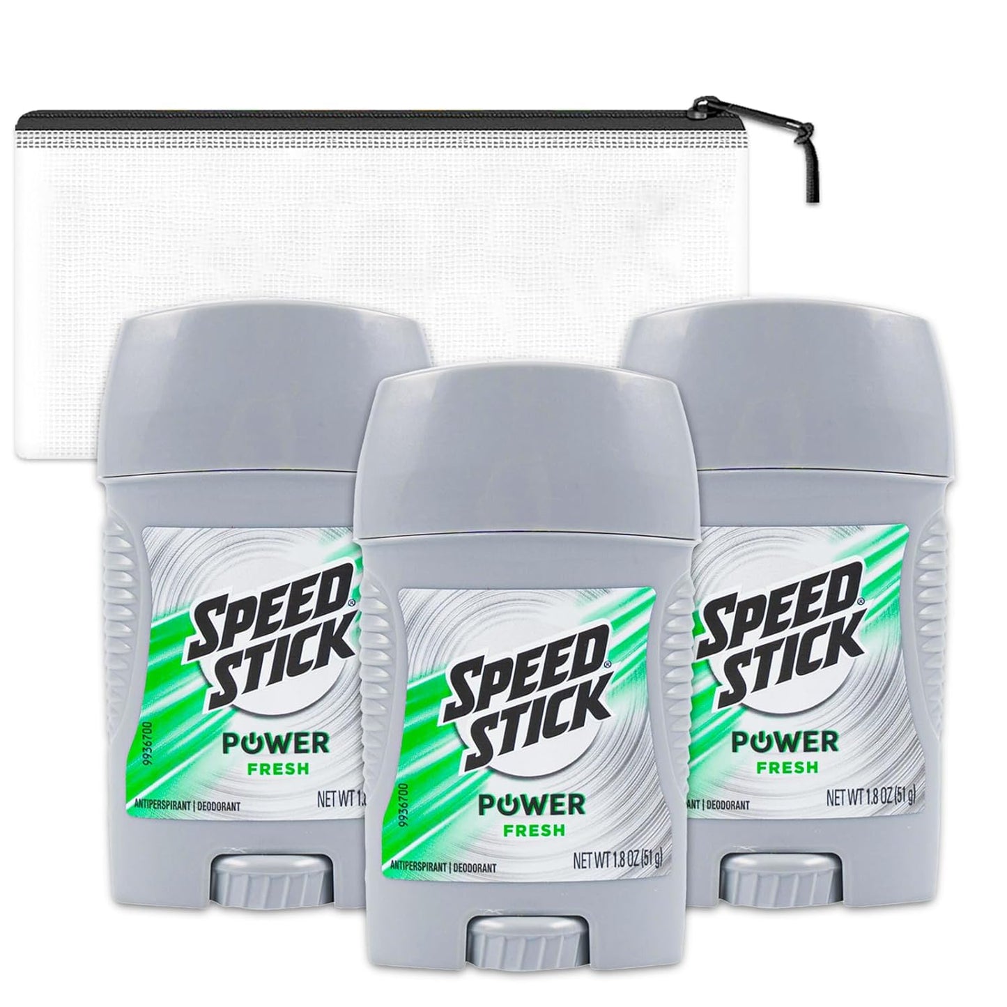 Speed Stick Fresh Antiperspirant Deodorant for Men Travel Pack - 3 Pack Fresh Deodorant Travel Size 1.8 Oz Bundle with Bag | Travel Size Deodorant Men