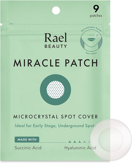 Rael Pimple Patches, Miracle Microcrystal Spot Cover - Hydrocolloid Acne Patches for Early Stage, with Tea Tree Oil, for All Skin Types, Vegan, Cruelty Free (9 Count)