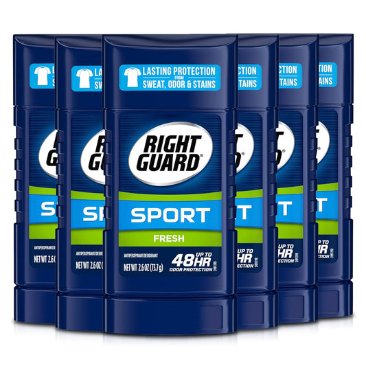 Right Guard Sport Antiperspirant Up To 48HR, Fresh, 2.6 Oz (Pack of 6)