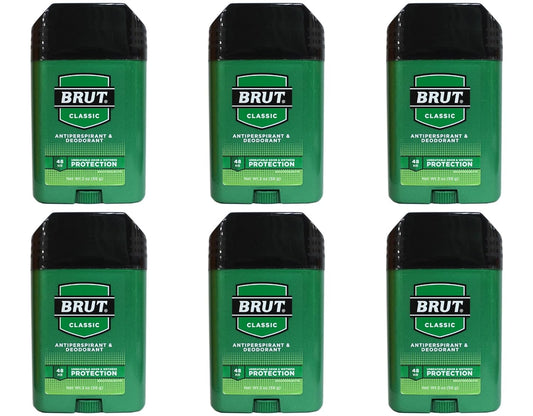 Brut Deodorant 2 Ounce Oval Solid Classic Scent(Anti-Perspirant) (59ml) (6 Pack)