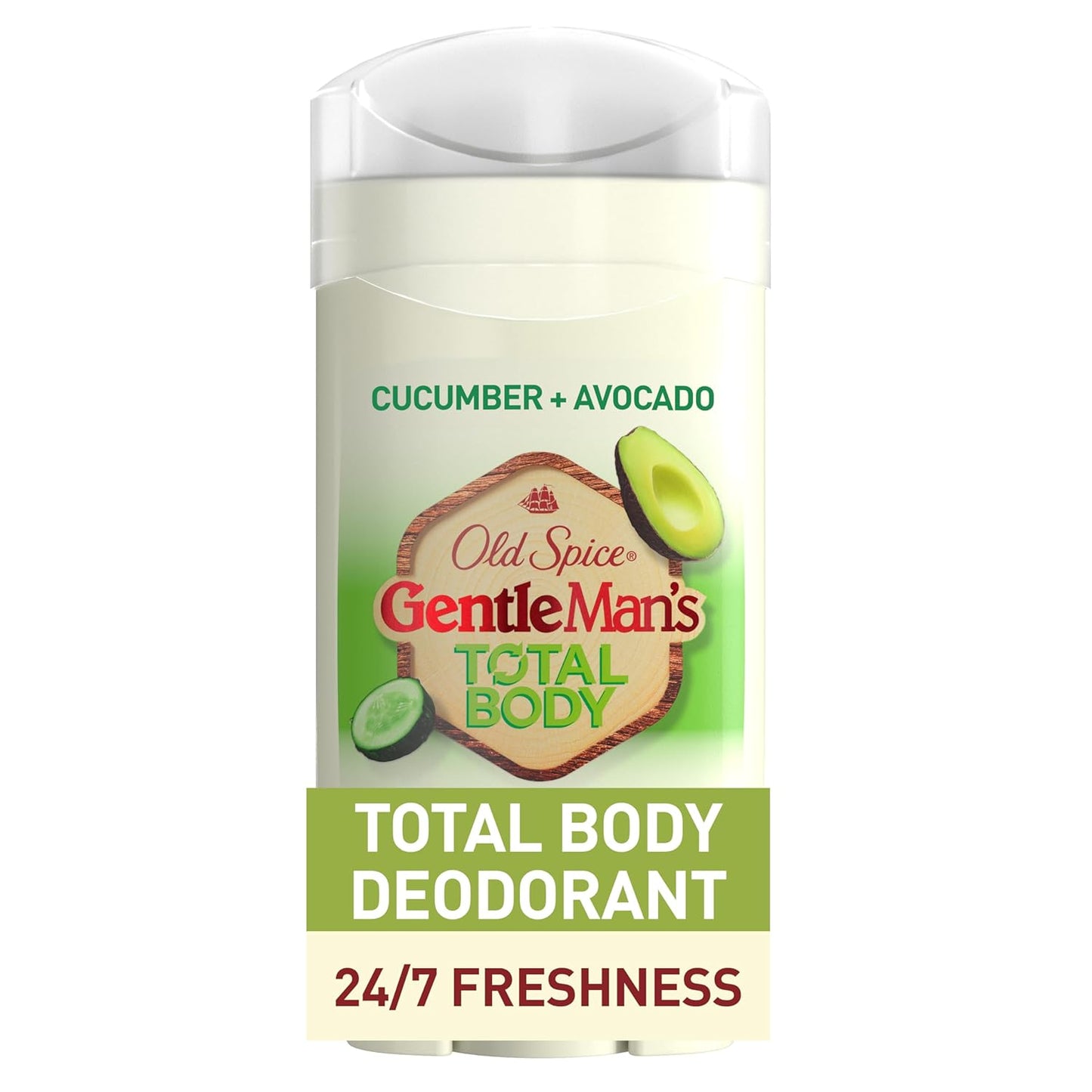 Old Spice Total Body Deodorant Men, Cucumber + Avocado, Aluminum Free Deodorant Stick for 24/7 Freshness // Dermatologist Tested Whole Body Deodorant, 3.0 oz