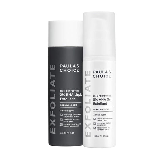 Paula's Choice SKIN PERFECTING 8% AHA Gel Exfoliant & 2% BHA Liquid Duo - Facial Exfoliants for Blackheads, Enlarged Pores, Wrinkles, and Fine Lines w/Glycolic and Salicylic Acid