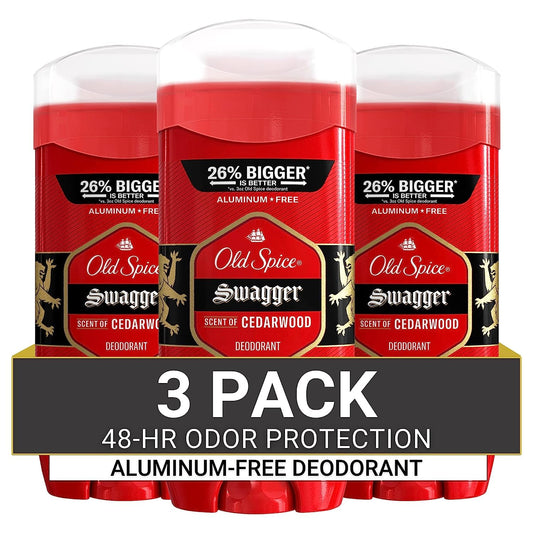 Old Spice Aluminum Free Deodorant for Men, Swagger Scent, 3.8 oz (Pack of 3)
