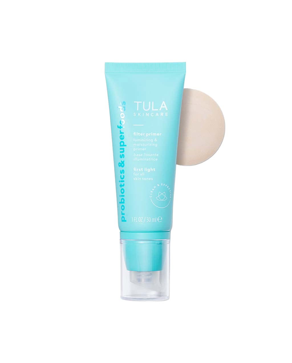 TULA Skin Care Face Filter Blurring and Moisturizing Primer - First Light, Evens the Appearance of Skin Tone & Redness, Hydrates & Improves Makeup Wear, 1fl oz