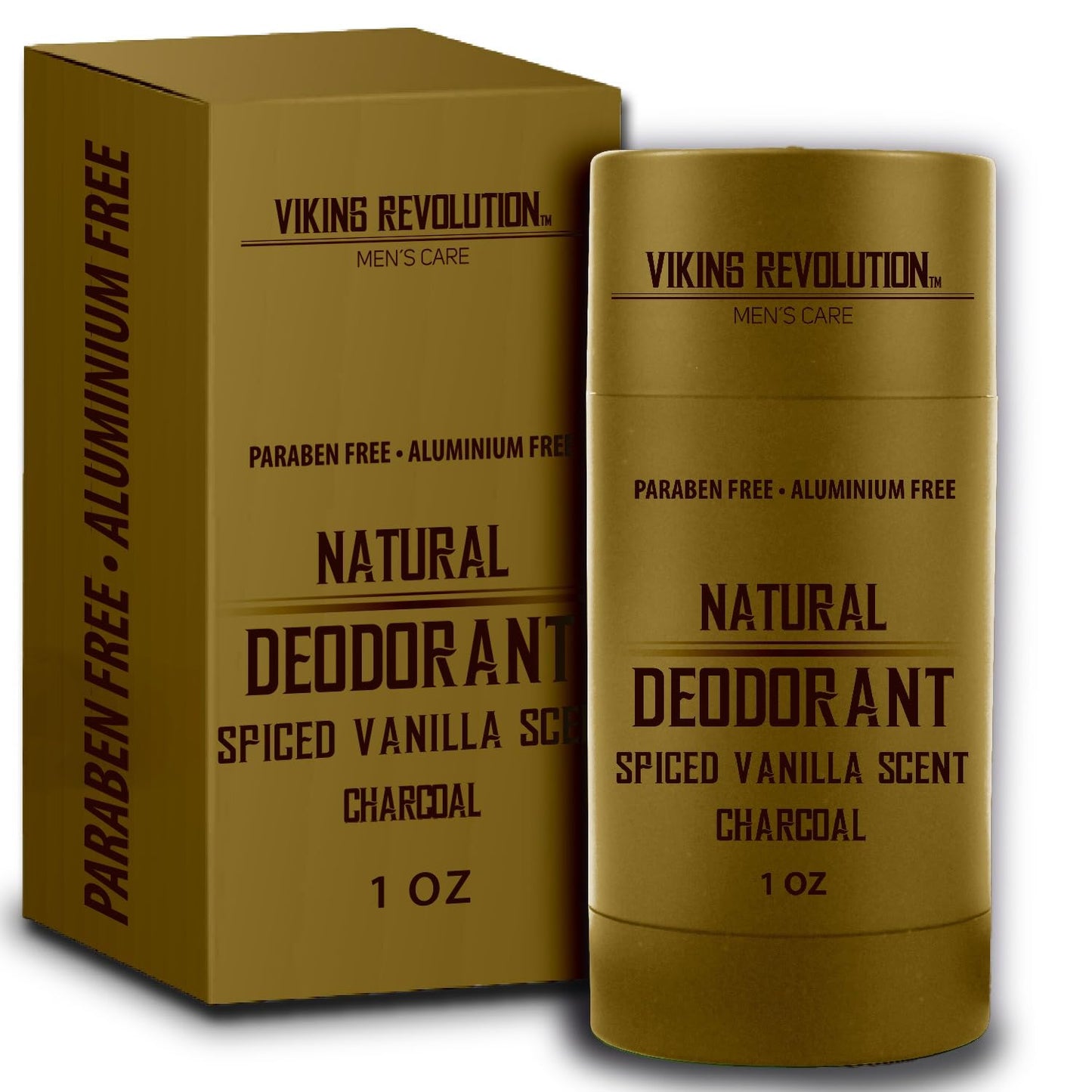 Viking Revolution Spiced Vanilla Deodorant for Men - Natural Deodorant for Men Charcoal Deodorant Men with Shea Butter, Coconut Oil, Baking Soda, Beeswax - Mens Deodorant Aluminum Free (1oz)