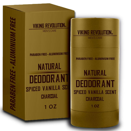 Viking Revolution Spiced Vanilla Deodorant for Men - Natural Deodorant for Men Charcoal Deodorant Men with Shea Butter, Coconut Oil, Baking Soda, Beeswax - Mens Deodorant Aluminum Free (1oz)