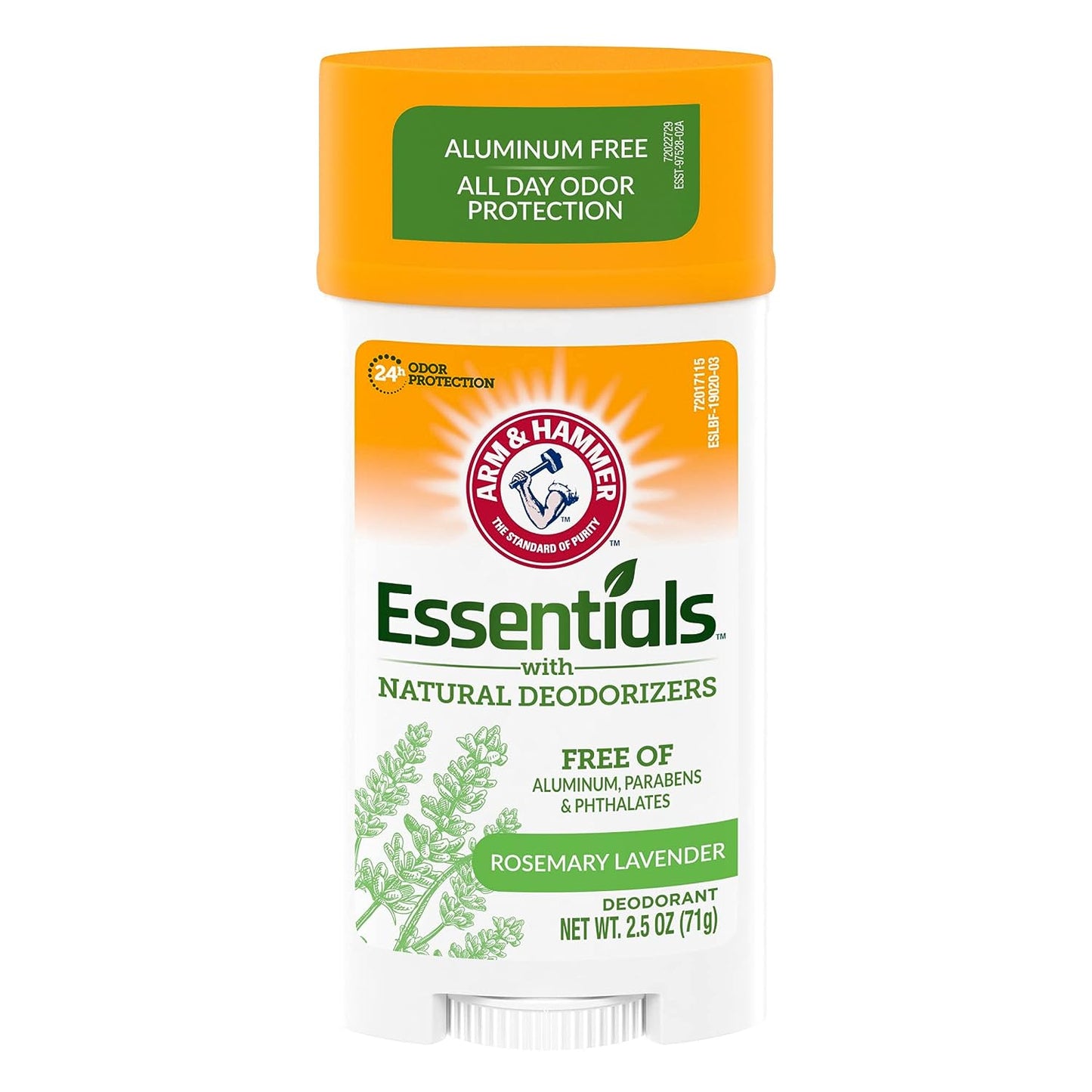 ARM & HAMMER Essentials Deodorant- Fresh Rosemary Lavender- Wide Stick- 2.5oz(Pack of 6)- Made with Natural Deodorizers- Free From Aluminum, Parabens & Phthalates