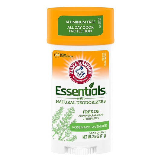 ARM & HAMMER Essentials Deodorant- Fresh Rosemary Lavender- Wide Stick- 2.5oz(Pack of 6)- Made with Natural Deodorizers- Free From Aluminum, Parabens & Phthalates