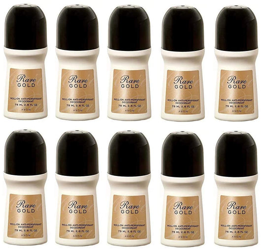 Avon Rare Gold Roll-On Antoperspirant Deodorant 2.6 fl. oz. Set of 10