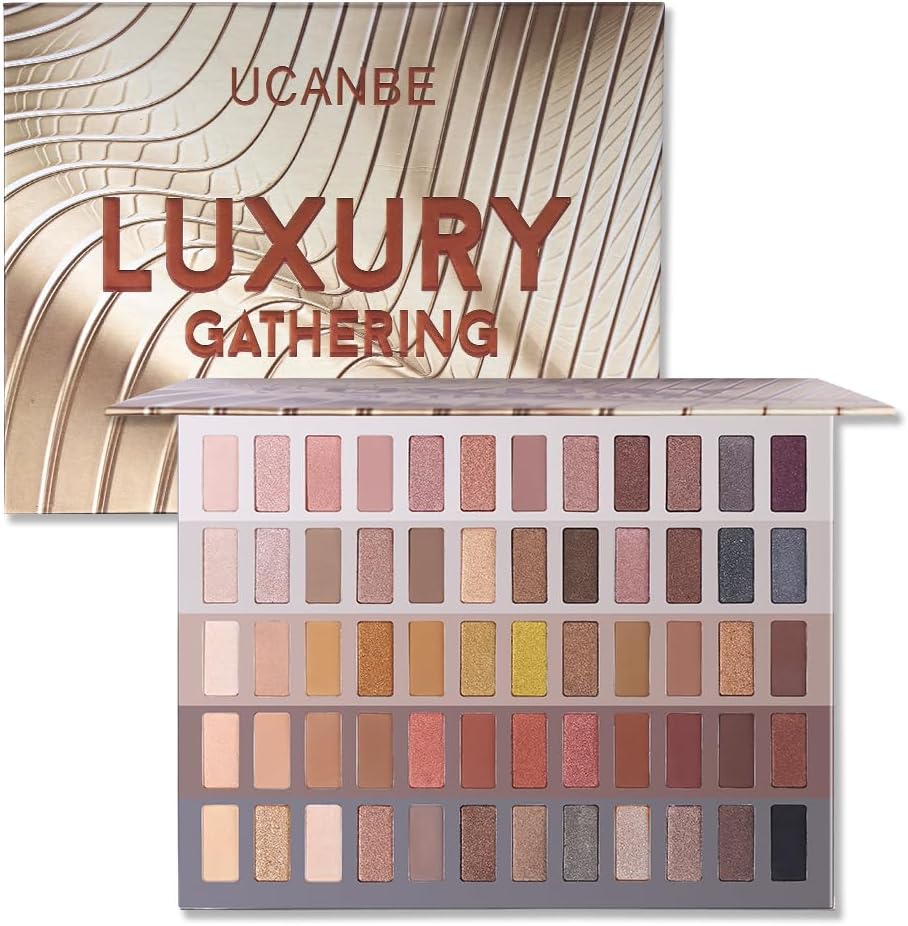 UCANBE Luxury Gathering Neutral Eyeshadow Makeup Palette, Naked Shimmer Matte Metallic Glitter Subtle Eyes Shadow,High Pigmented Nudes Creamy Smokey Pallet Set