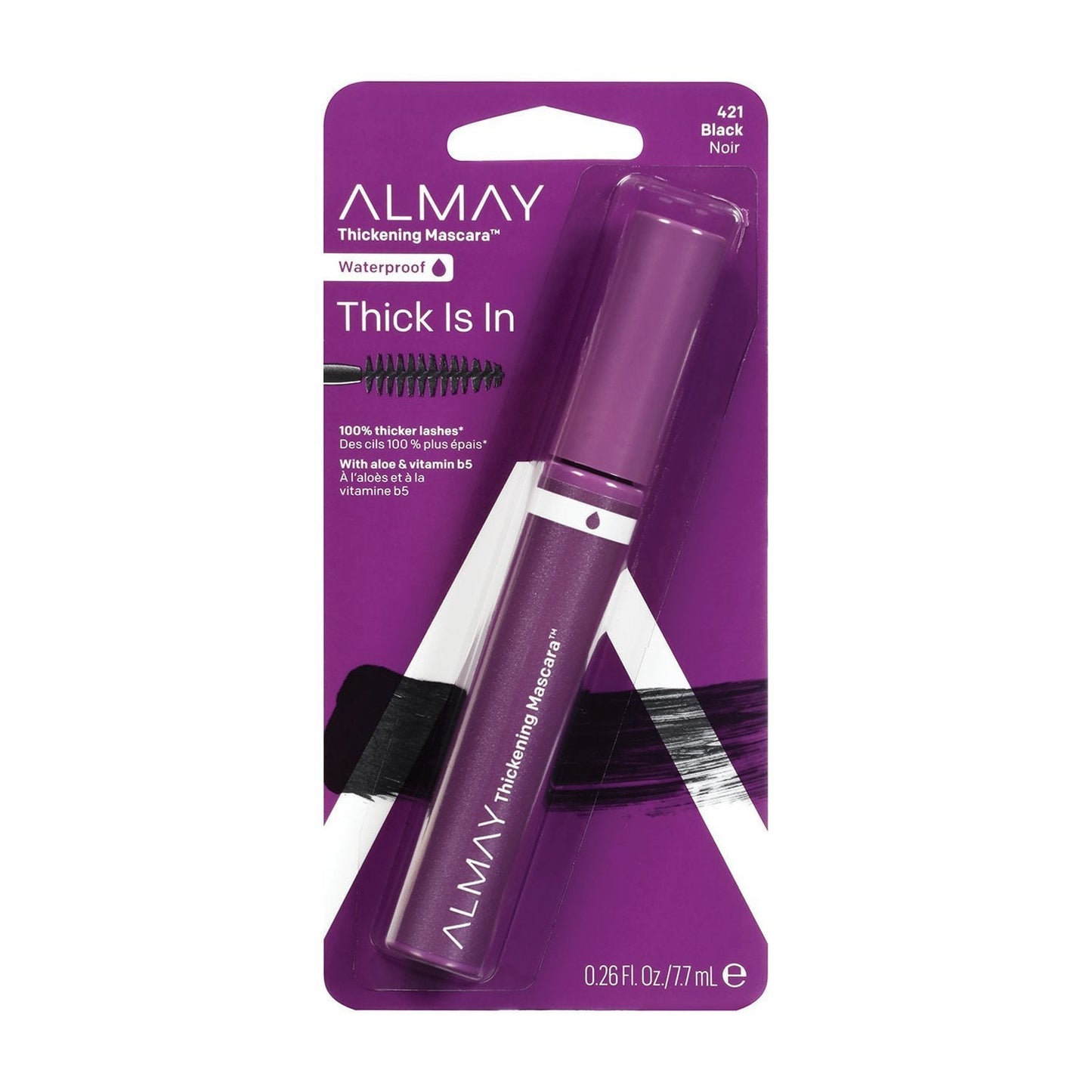 Almay Waterproof Mascara, Thickening Volume & Length Eye Makeup, Ophthalmologist Tested, Fragrance Free, Hypoallergenic, Black, 0.26 Oz