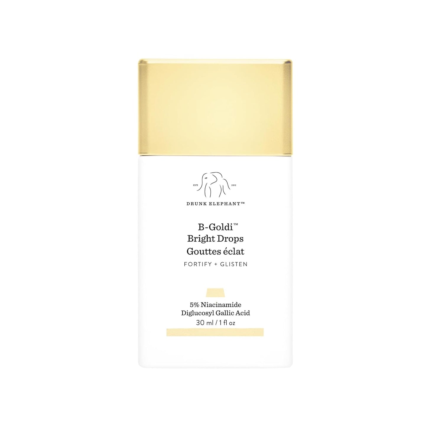 Drunk Elephant B-Goldi Bright Drops - 1 fl oz Illuminates Skin & Fades Hyperpigmentation with 5% Niacinamide Diglucosyl Gallic Acid Free of Essential Oils, Silicones Fragrances Cruelty