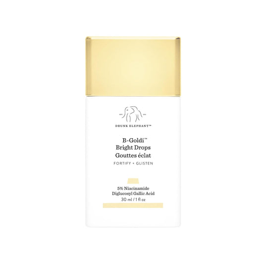 Drunk Elephant B-Goldi Bright Drops - 1 fl oz Illuminates Skin & Fades Hyperpigmentation with 5% Niacinamide Diglucosyl Gallic Acid Free of Essential Oils, Silicones Fragrances Cruelty