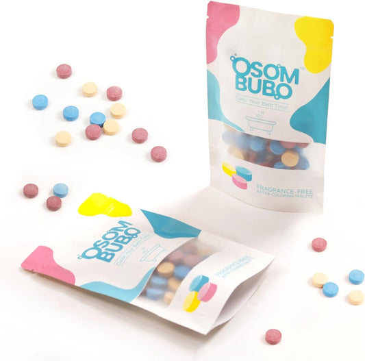 OSOMBUBO Bath Color Tablets for Kids 120 Count (2 Packets, 60 Tablets Each), Kids Bath Bombs Set Includes Colorful Fizzies Tablets, Educational Fun Bathtime Activity for Kids