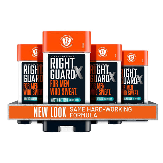 Right Guard Xtreme Defense Antiperspirant & Deodorant Gel | 5-in-1 Protection For Men | Blocks Sweat 2X Longer | 72-Hour Odor Control | Arctic Refresh Scent, 4 oz. (4 count)