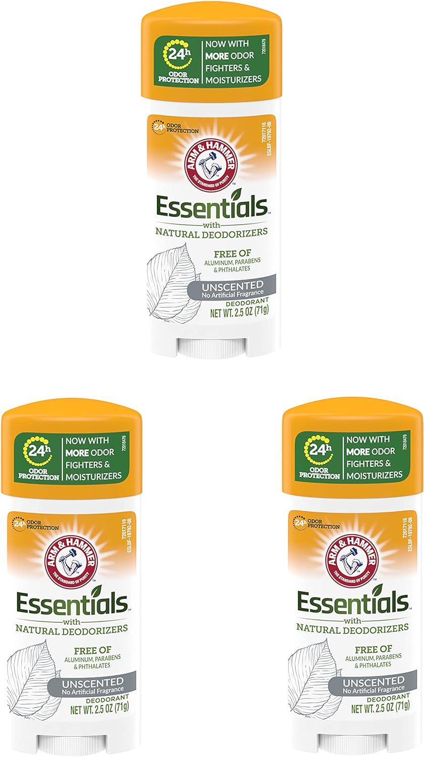 Arm & Hammer Deodorant 2.5 Ounce Essentials Unscented (73ml) (3 Pack)