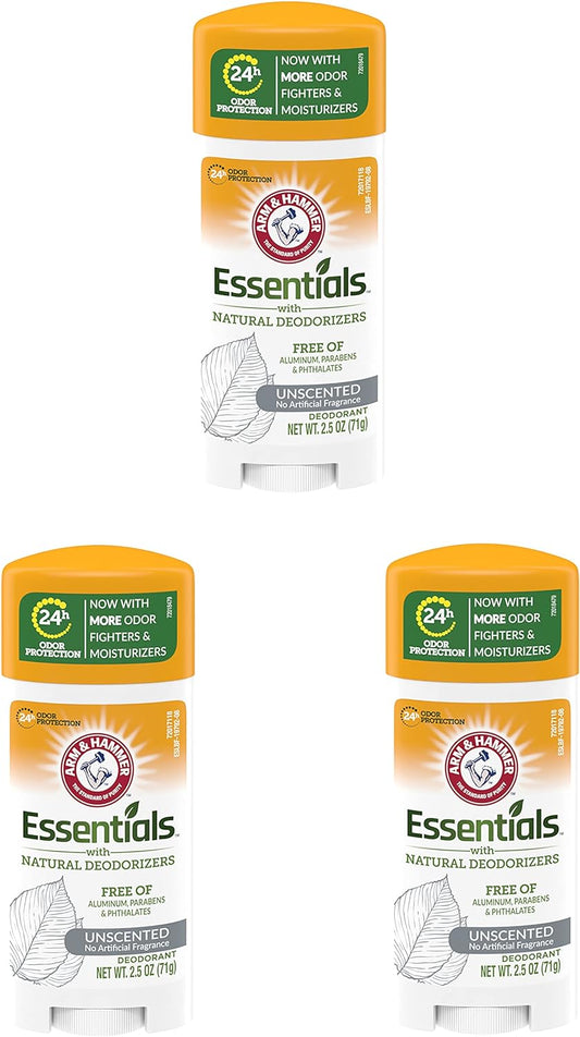 Arm & Hammer Deodorant 2.5 Ounce Essentials Unscented (73ml) (3 Pack)