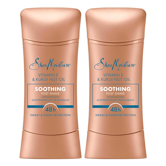 Shea Moisture Antiperspirant Deodorant Stick Soothing Vitamin E & Kukui Nut Oil, 2 count for 48HR Sweat & Odor Protection with No Parabens & No Mineral Oil 2.6 oz